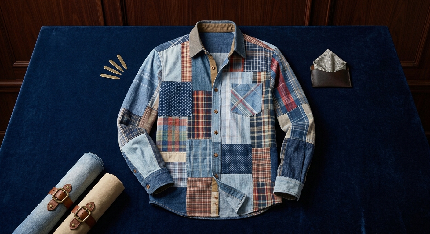 Camisa patchwork hecha con tela reciclada REVIST
